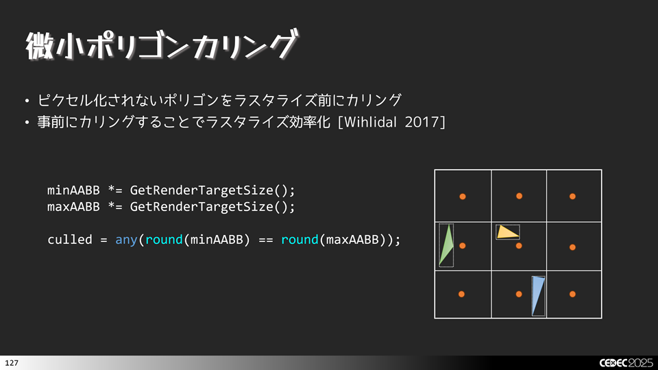 微小ポリゴンカリング